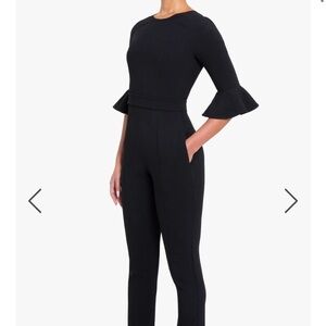 Black Halo Brooklyn Jumpsuit- Chic Black Ruffle Sleeve Jumpsuit